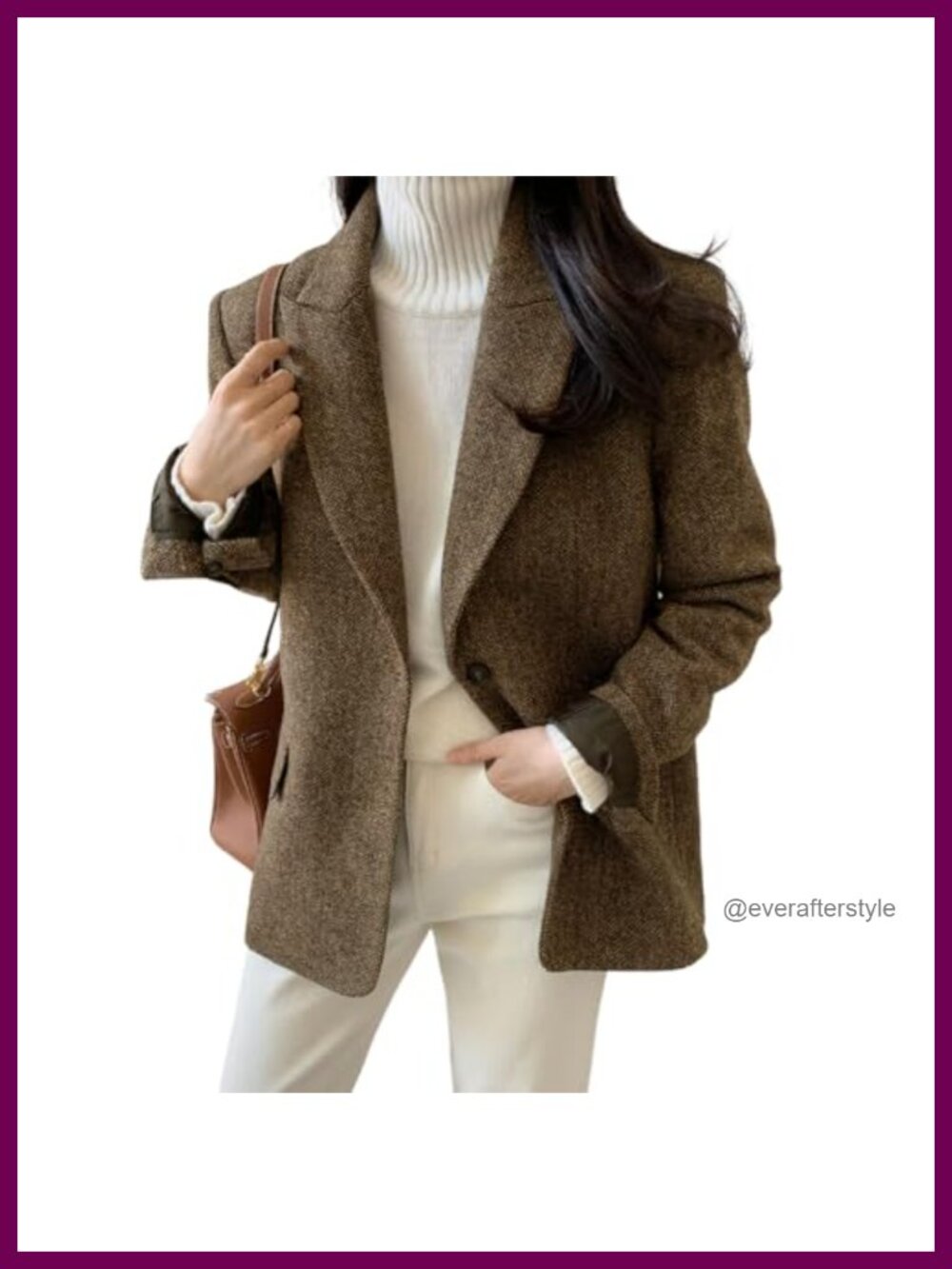 Wool Blend Blazer Jacket Notch Lapel Single Breasted Business Work Coat
